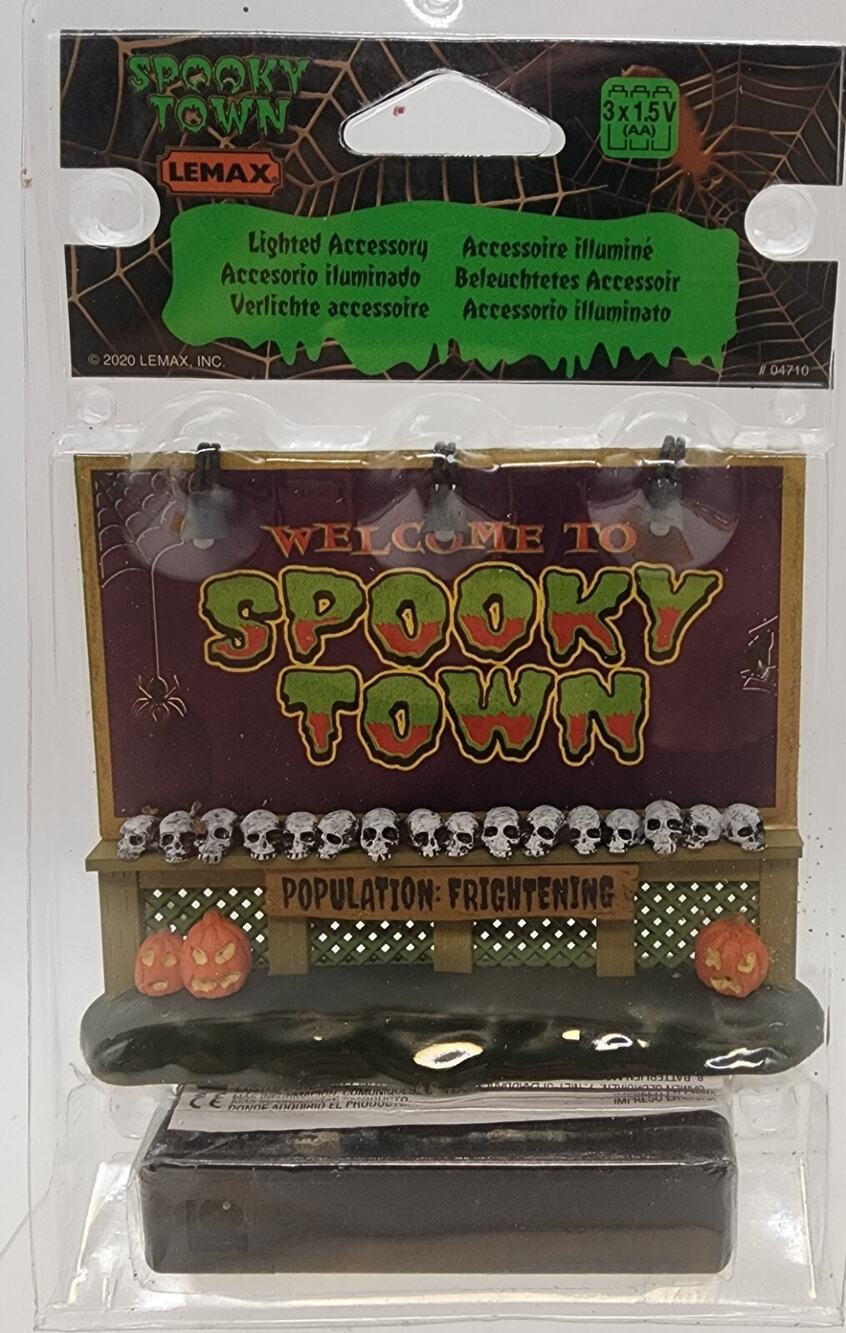 Lemax Spooky Town 2020 Lighted Accessory - Spooky Town Sign #04710